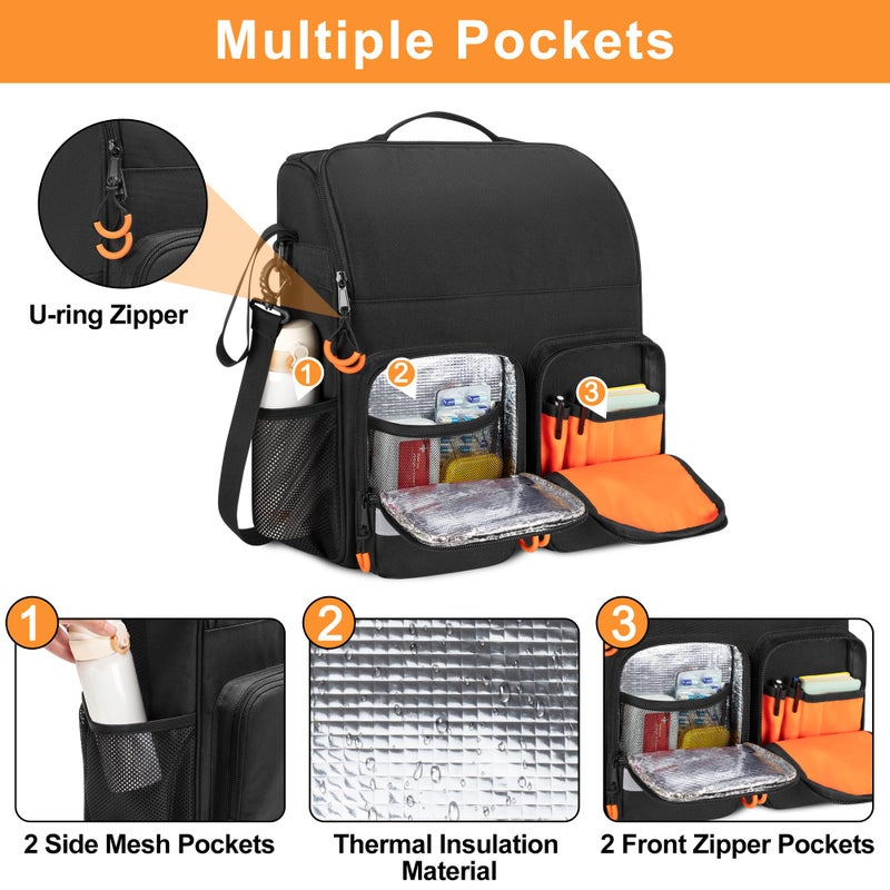 samdew Large Wheelchair Bag to Hang on Back, Wheelchair Accessories Backpack for Adult & Senior, Wheelchair Pouch with Medicine Storage Insulation Pocket & Shoulder Strap, Bag Only - Image 3