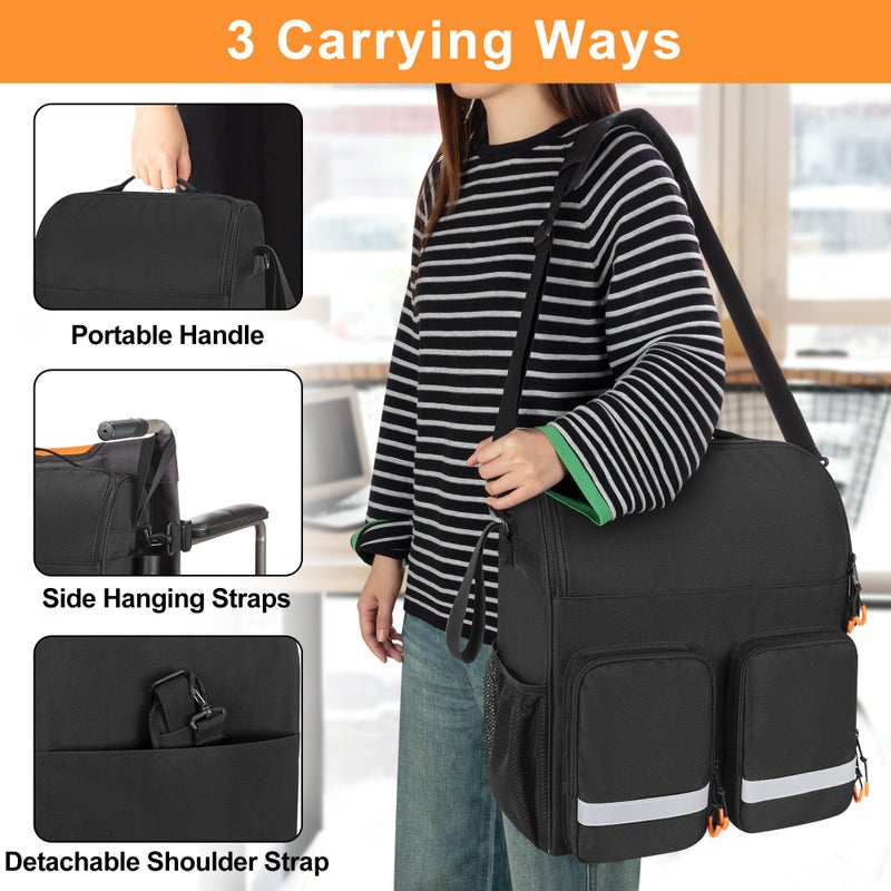 samdew Large Wheelchair Bag to Hang on Back, Wheelchair Accessories Backpack for Adult & Senior, Wheelchair Pouch with Medicine Storage Insulation Pocket & Shoulder Strap, Bag Only - Image 5