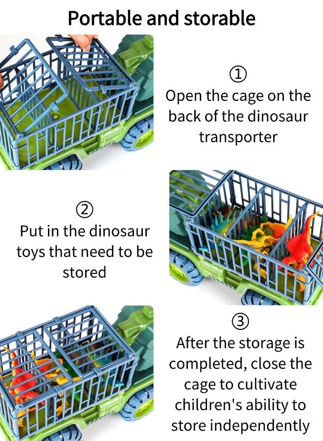 فيكسبلورن 22 قطعة لعب مركبات اللعب لعبة شاحنة الديناصورات، شاحنة نقل الديناصورات، بما في ذلك 15 نموذج ديناصور، بيض ديناصور، أشجار لعبة، أحجار لعبة، هدايا مناسبة للأطفال من سن 3-7 سنوات، مجموعة ألعاب سيارات الديناصورات - Image 3