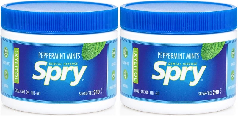 Spry Xylitol Peppermint Mints Sugar Free Candy - Dental Defense, 240 Count (Pack of 2) - Image 1