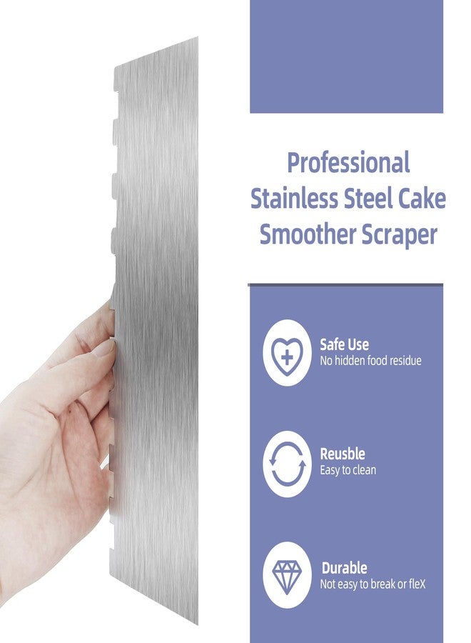 Abvsdu 9 Inch Stainless Steel Cake Scraper, Cream Cake Scraper Sided Patterned Edge Stripe Edge Smoother Scraper Cake Smoother Frosting Scraper Cake Decorating Comb for Mousse Butter Cream - Image 5
