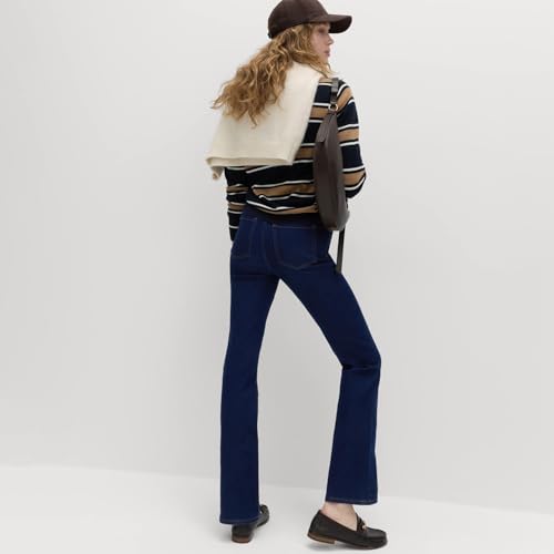 Marks & Spencer Solid Blue Cotton Womens Eva Bootcut Jeans - Image 2