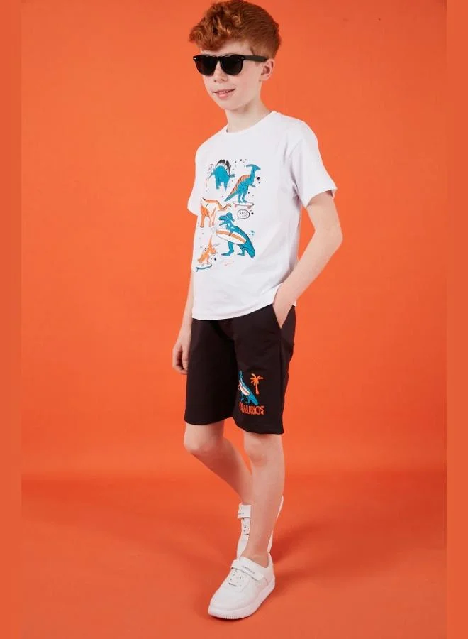 Lela Lela Cotton Printed Crew Neck Short Sleeve Shorts Suit Boy's SET 6212021