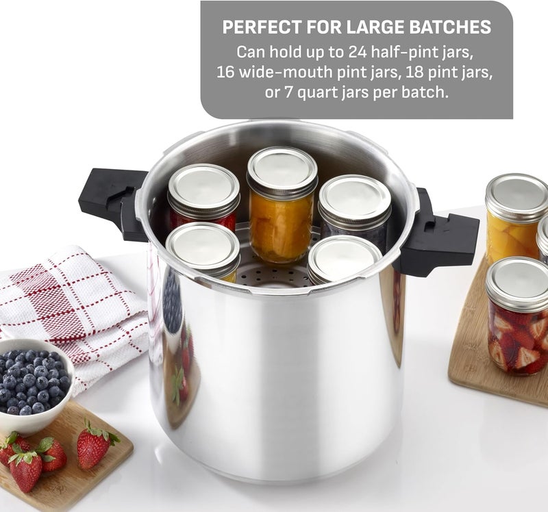 T-fal Tefal Pressure Cooker Aluminum Pressure Canner, 22 Quart, 3 PSI Settings, Cookware, Pots and Pans, Large Capacity, Cooling Racks, Recipe Booket, Canning Vegetables, Meats, Poultry, Seafood, Silver - Image 4