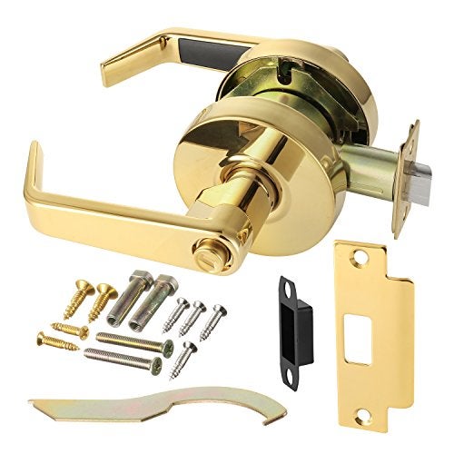 LAWRENCE Door Handle Cylindrical Lock Privacy Function Bathroom Lock Polished Brass US3 Finish LH5322L NonHanded UL Certified ANSIBHMA Grade 2 Commercial Door Lock for Heavy Duty Use Embassy Series - Image 3