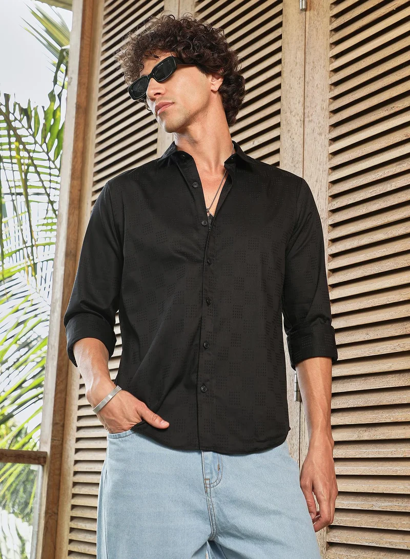 كامبوس سوترا قميص رجالي بخرز أسود مطعم