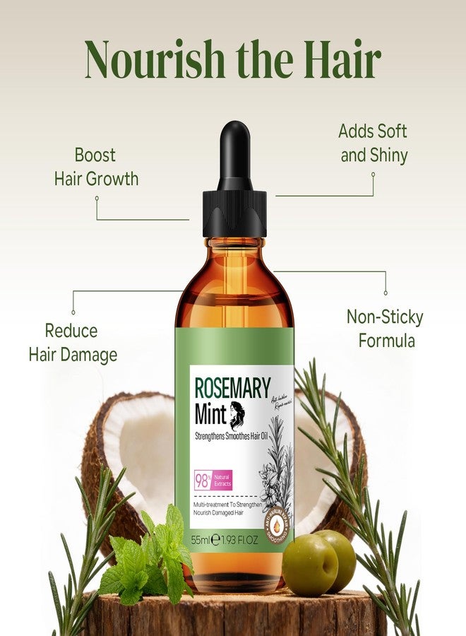 FREEORR Rosemary Mint Hair Oil for Hair Growth, Strengthening and Smoothing Hair Oil, Deep Moisturizing and Nourish for Split Ends and Dry Scalp, Aromatherapy, Lightweight and Non-Greasy, 1.93 Fl Oz - Image 2