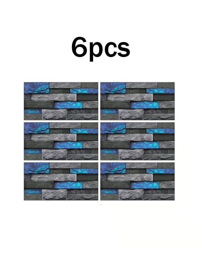 زيمي ملصقات حائط من البلاط الصناعي، مقاس 30 سم × 15 سم، 6 قطع، ورق حائط ثنائي الأبعاد لغرفة المعيشة وغرفة النوم وديكور المنزل، مقاوم للماء، قابل للتقشير واللصق، بلاط فينيل مقاوم للرذاذ، ملصقات مطبخ مقاومة للزيت - Image 1