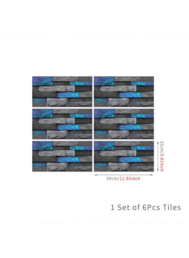 زيمي ملصقات حائط من البلاط الصناعي، مقاس 30 سم × 15 سم، 6 قطع، ورق حائط ثنائي الأبعاد لغرفة المعيشة وغرفة النوم وديكور المنزل، مقاوم للماء، قابل للتقشير واللصق، بلاط فينيل مقاوم للرذاذ، ملصقات مطبخ مقاومة للزيت - Image 2