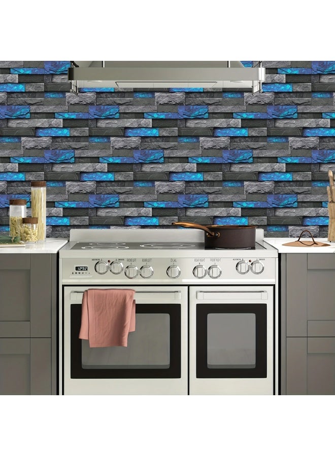 زيمي ملصقات حائط من البلاط الصناعي، مقاس 30 سم × 15 سم، 6 قطع، ورق حائط ثنائي الأبعاد لغرفة المعيشة وغرفة النوم وديكور المنزل، مقاوم للماء، قابل للتقشير واللصق، بلاط فينيل مقاوم للرذاذ، ملصقات مطبخ مقاومة للزيت - Image 5