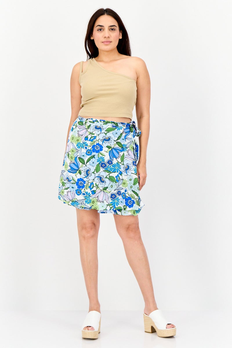 Urban Threads Women Floral Print Mini Skirt, Multicolor - Image 4