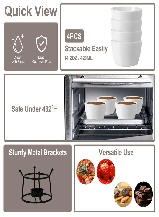 مجموعة لوفان المكونة من 4 قطع من سخانات الزبدة سعة 12.8 أونصة للمأكولات البحرية، مع حامل لصهر الزبدة و20 شمعة صغيرة، ومجموعة سخانات زبدة سيراميكية للكركند، ومجموعة فوندو شخصية مع أكواب زبدة مذابة للمأكولات البحرية، فوندو - Image 4