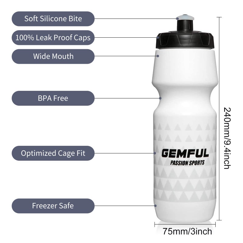 GEMFUL زجاجة ماء GEMFUL للدراجات خالية من BPA سعة 24 أونصة عبوة 2 - Image 3