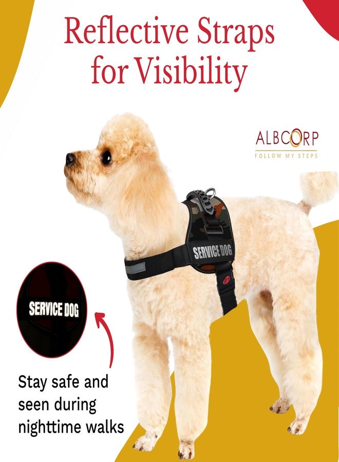 ALBCORP Service Dog Vest Harness – Reflective Service Animal Vest, No-Pull Harness with Handle & Mesh Padding – Sizes XXS-XL for Puppies – 2 Removable Service Patches Included (XXS, Green Camo) - Image 5