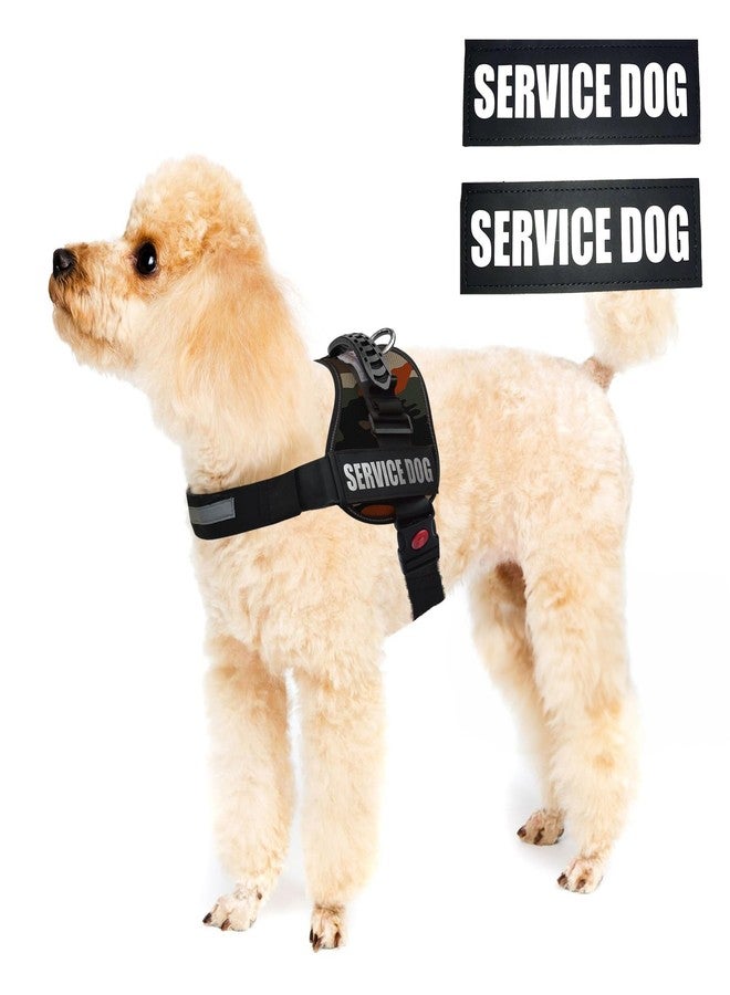 ALBCORP Service Dog Vest Harness – Reflective Service Animal Vest, No-Pull Harness with Handle & Mesh Padding – Sizes XXS-XL for Puppies – 2 Removable Service Patches Included (XXS, Green Camo) - Image 2