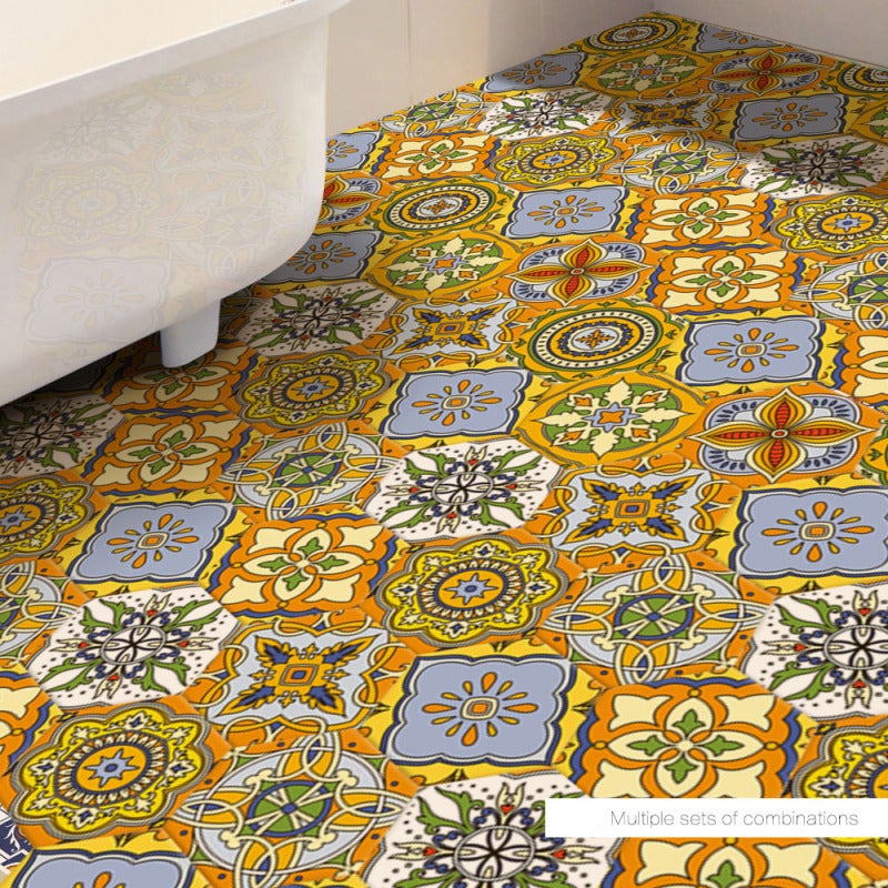 Floor Stickers: 1 Pc High-Definition Traditional Tile Design - Removable Peel Stick Decor for Home Walls Floors Furniture DIY Decor - Image 3