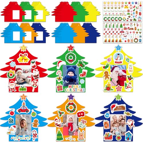 Kepeel 30 Packs Christmas DIY Picture Frames Craft Kit Christmas Tree Photo Frames Ornaments for Xmas Winter Holiday Decorations Favor Art Gift Classroom School Home Activities - Image 1