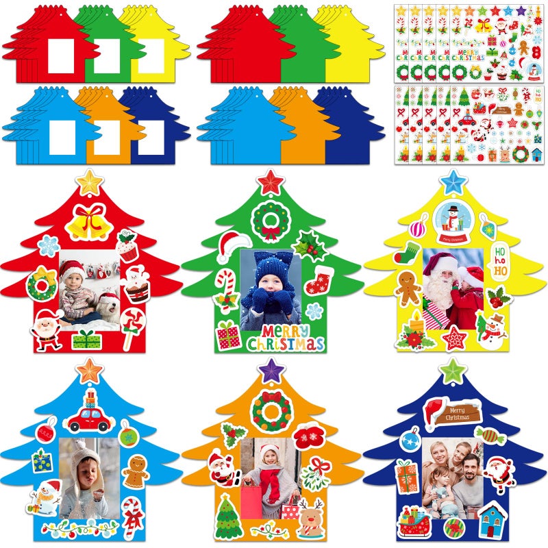 Kepeel 30 Packs Christmas DIY Picture Frames Craft Kit Christmas Tree Photo Frames Ornaments for Xmas Winter Holiday Decorations Favor Art Gift Classroom School Home Activities - Image 2