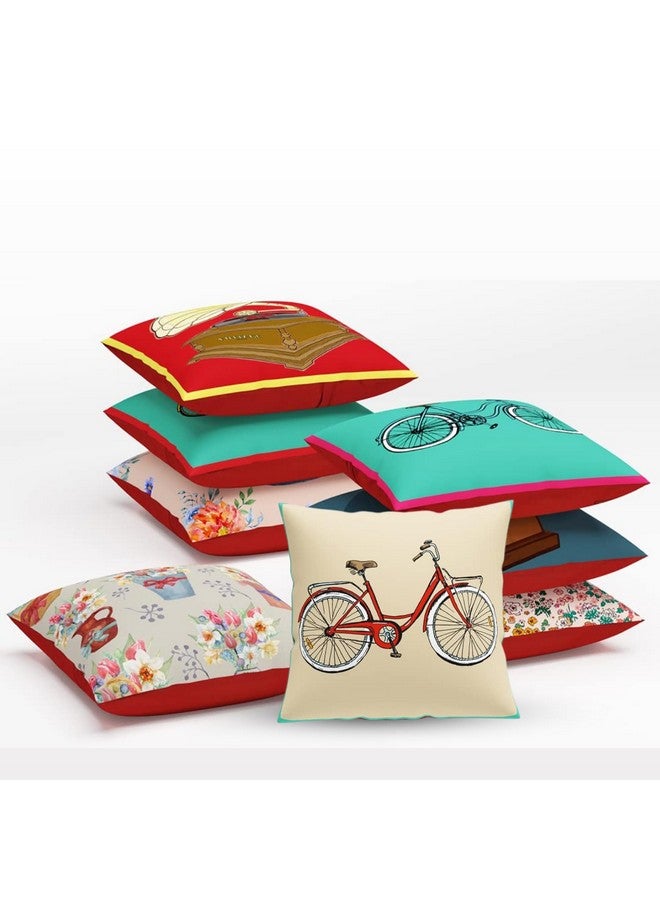 SEJ by Nisha Gupta Cushion Covers 12 Inch X 12 Inch Set Of 8 Pcs | Printed Polyester Cushions For Sofa | Decorative Cushion Pillow | Square Pillow Covers For Sofa Living Room, 200 TC, Assorted - Image 5