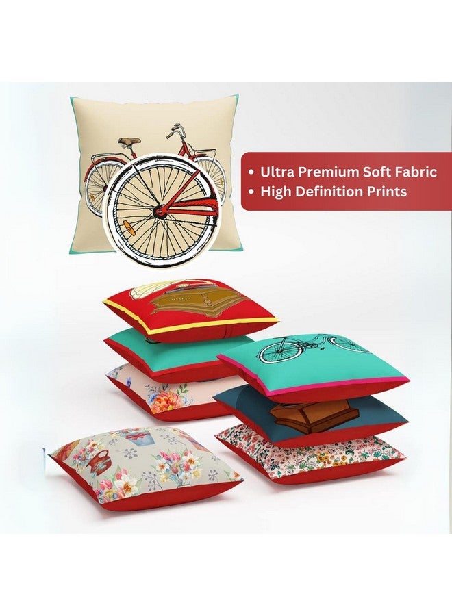 SEJ by Nisha Gupta Cushion Covers 12 Inch X 12 Inch Set Of 8 Pcs | Printed Polyester Cushions For Sofa | Decorative Cushion Pillow | Square Pillow Covers For Sofa Living Room, 200 TC, Assorted - Image 2