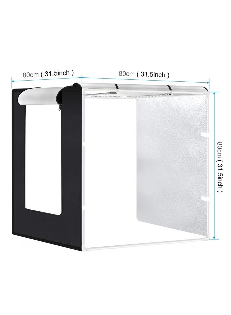 والالا مجموعة صندوق إضاءة استوديو تصوير بإضاءة بيضاء 80 واط 8500 لومن قابلة للطي محمولة مقاس 31.5 بوصة/80 سم مع خلفيات بثلاثة ألوان (أسود، أبيض، برتقالي) - Image 3