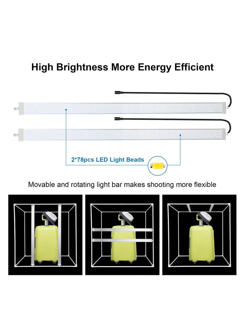 والالا مجموعة صندوق إضاءة استوديو تصوير بإضاءة بيضاء 80 واط 8500 لومن قابلة للطي محمولة مقاس 31.5 بوصة/80 سم مع خلفيات بثلاثة ألوان (أسود، أبيض، برتقالي) - Image 4