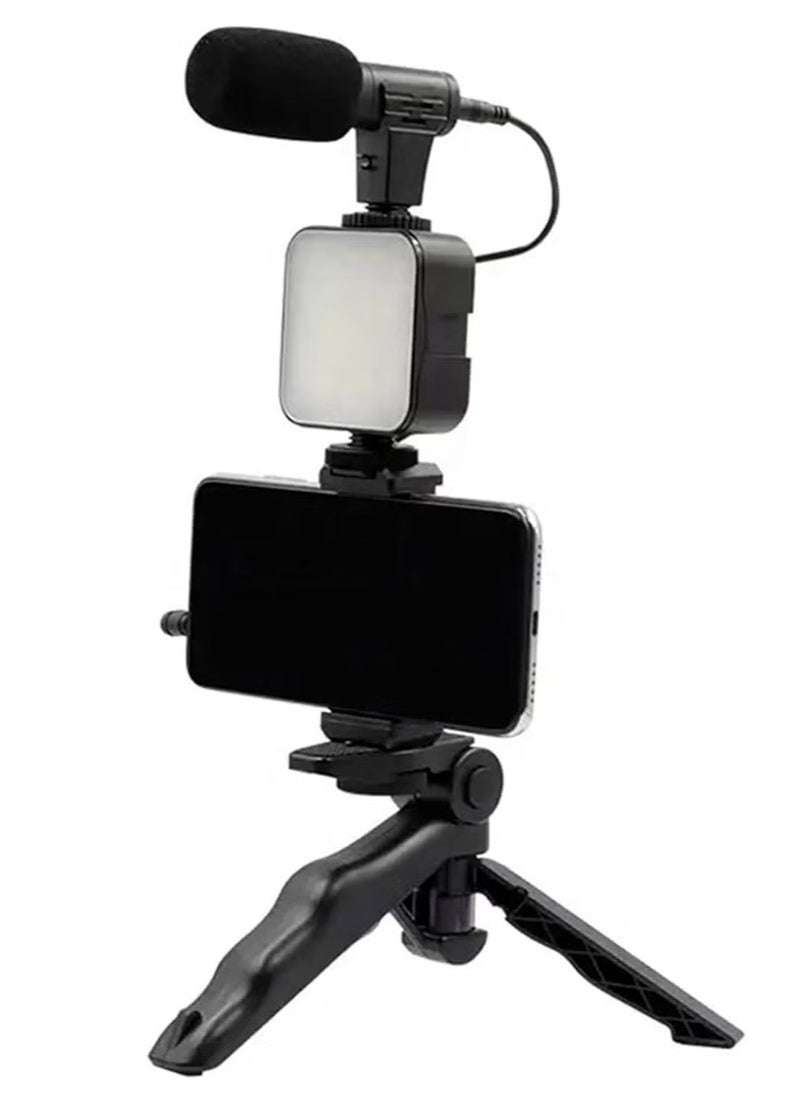 ماركة غير محددة - "صانع الفديوهات حامل ثلاثي القوائم مرن مع ضوء LED PLOKAMA PK-771 – أسود – مع ميكروفون وجهاز تحكم عن بعد-اسود" - Image 1