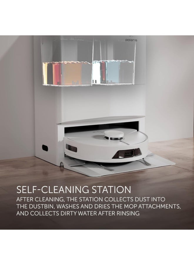 Polaris Robot Vacuum & Mop with Self-Cleaning Station | 10,000 Pa Suction, Laser Nav + AI Camera, 4L Dust + 4L Water Tanks, 240min Runtime, Wi-Fi App, 5-Map Memory - Image 2