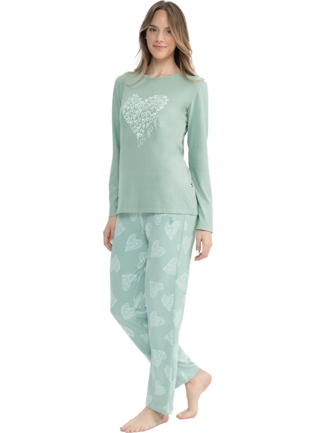 U.S. Polo Assn. Women's Heart Printed Pajama Set