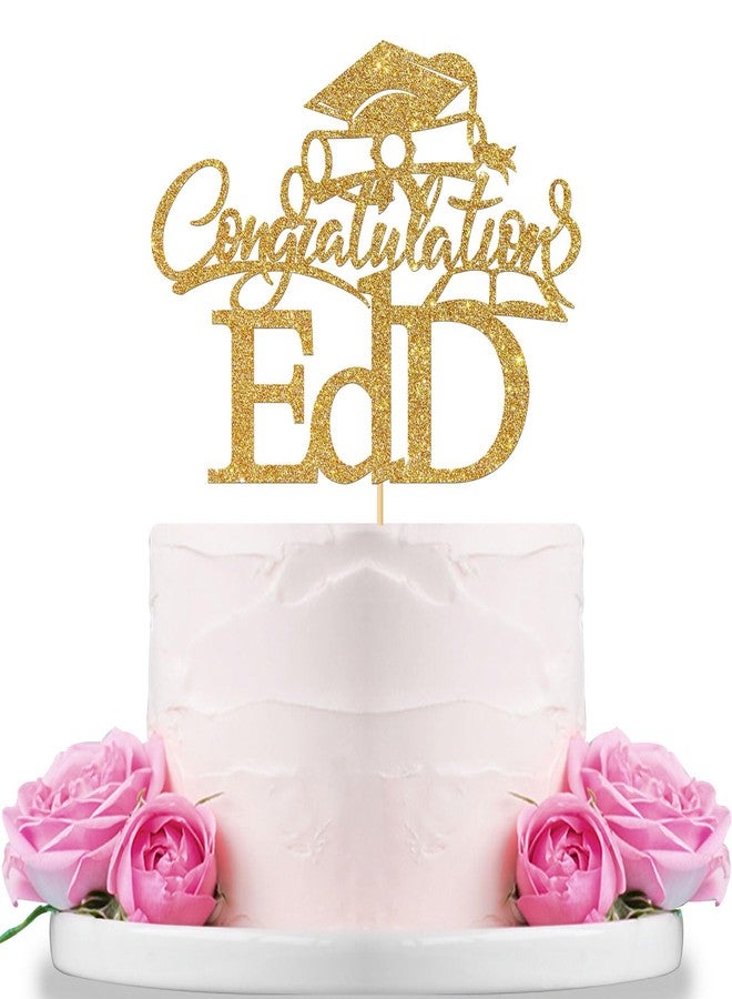 WeBenison Congratulations EdD Cake Topper Doctor Degree Cake Topper Congrats Grad I'm Done EdD Graduation Party Decorations Supplies Mixed Gold Glitter - Image 1