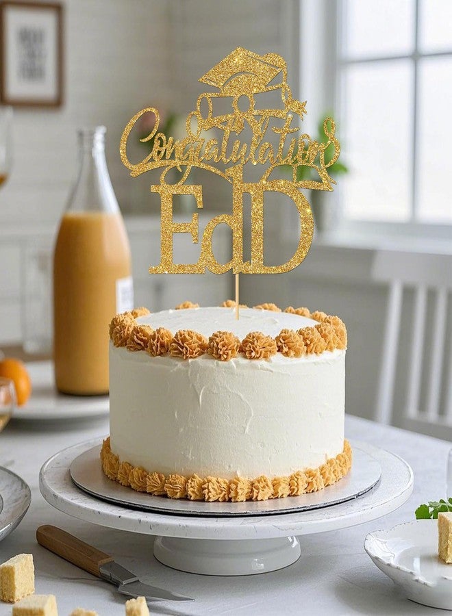 WeBenison Congratulations EdD Cake Topper Doctor Degree Cake Topper Congrats Grad I'm Done EdD Graduation Party Decorations Supplies Mixed Gold Glitter - Image 4