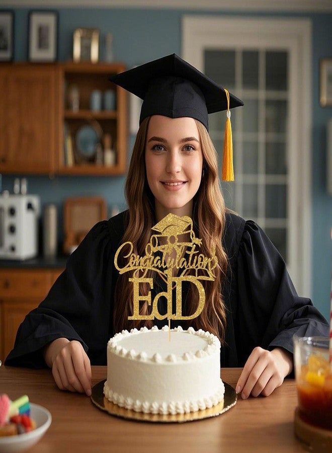 WeBenison Congratulations EdD Cake Topper Doctor Degree Cake Topper Congrats Grad I'm Done EdD Graduation Party Decorations Supplies Mixed Gold Glitter - Image 5