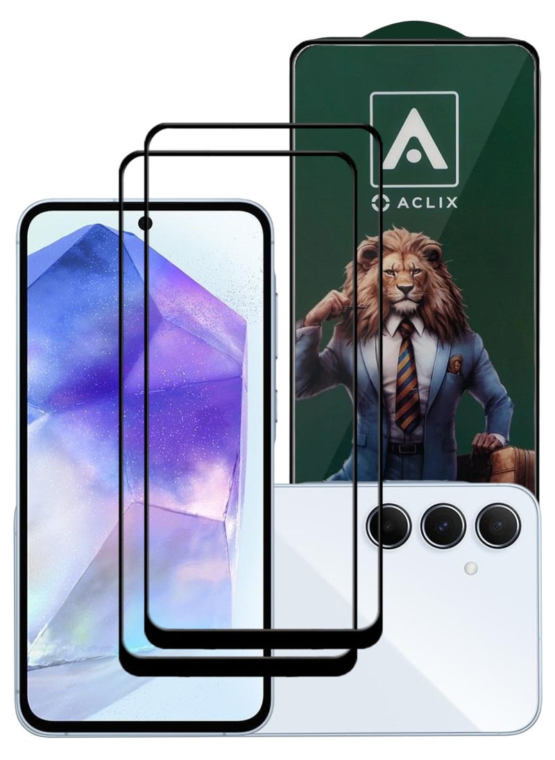 ACLIX 2 Pieces Antistatic ESD Dustproof Premium Quality High Definition Tempered Glass Screen Protector Designed For Samsung Galaxy A55 - Image 1
