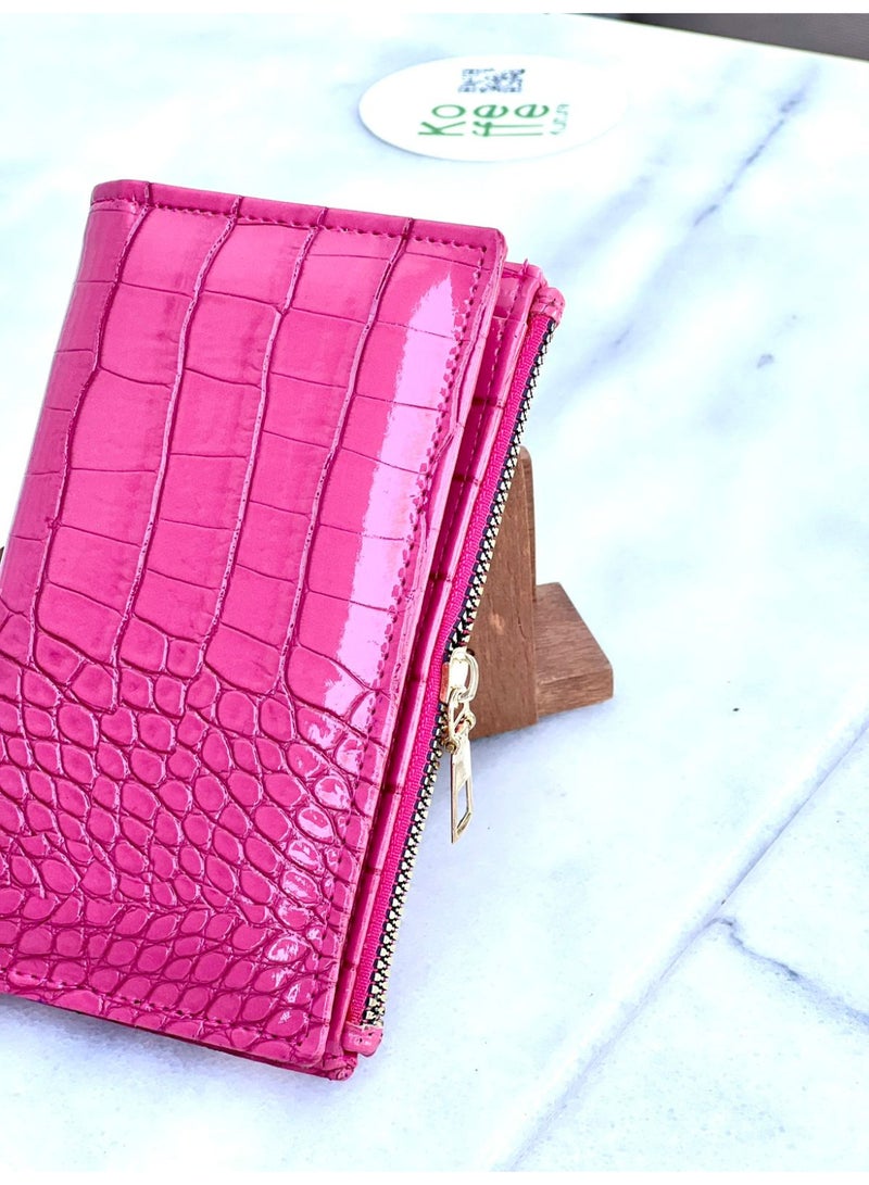 Shiny Leather Wallet For Women – Fuchsia-M1-008-FU - Image 2