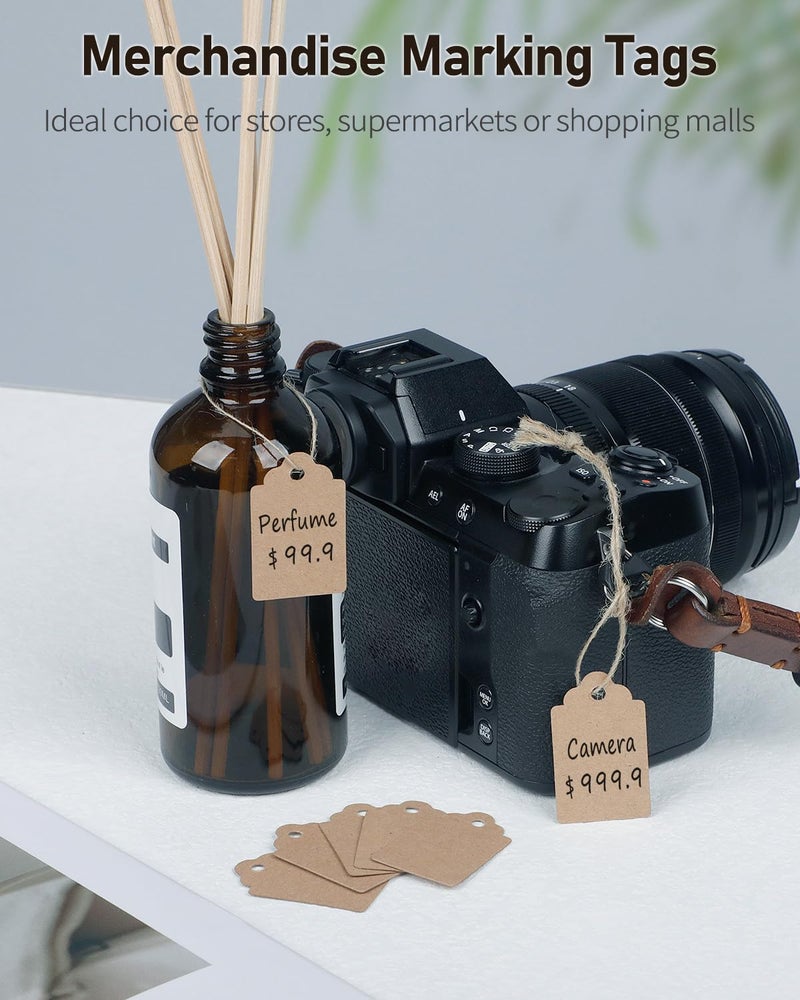Uniclife 200 Pcs Price Tag with String Attached Writable Brown Kraft Paper Tags with Jute Twine Hang Tag Price Display Labels for Clothing Jewelry Blank Merchandise Marking Tags, 1 3/8" x 7/8" - Image 5