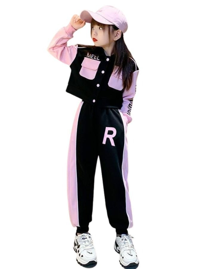 Mei Stylish Girl's Kid Fancy 2 Piece Outfit Long Sleeve Track Jacket and Pant Long Set - Image 3