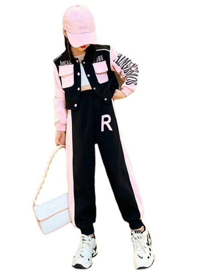 Mei Stylish Girl's Kid Fancy 2 Piece Outfit Long Sleeve Track Jacket and Pant Long Set - Image 2