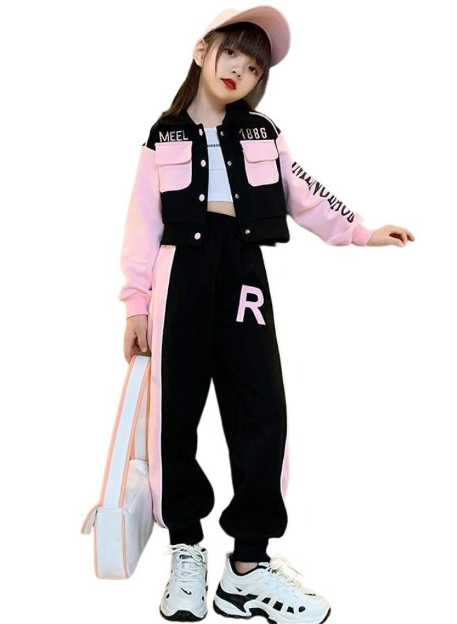 Mei Stylish Girl's Kid Fancy 2 Piece Outfit Long Sleeve Track Jacket and Pant Long Set - Image 4