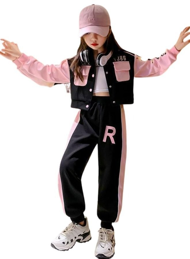 Mei Stylish Girl's Kid Fancy 2 Piece Outfit Long Sleeve Track Jacket and Pant Long Set - Image 1