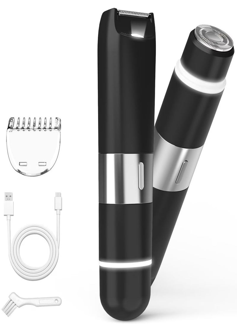 رازر كهربائي 2 في 1 مزدوج الرأس لمجموعة آلة حشر النساء، جهاز إزالة الشعر المضاد للماء IPX7 مع 80 دقيقة استخدام لاسلكي، USB قابلة لإعادة الشحن، بيكيني تريمر قابل للماء رطب وجاف إزالة الشعر لاسلكي، من أجل الوجه، الساق و تحت الذراع. - Image 1