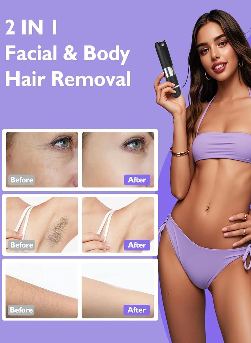 رازر كهربائي 2 في 1 مزدوج الرأس لمجموعة آلة حشر النساء، جهاز إزالة الشعر المضاد للماء IPX7 مع 80 دقيقة استخدام لاسلكي، USB قابلة لإعادة الشحن، بيكيني تريمر قابل للماء رطب وجاف إزالة الشعر لاسلكي، من أجل الوجه، الساق و تحت الذراع. - Image 2
