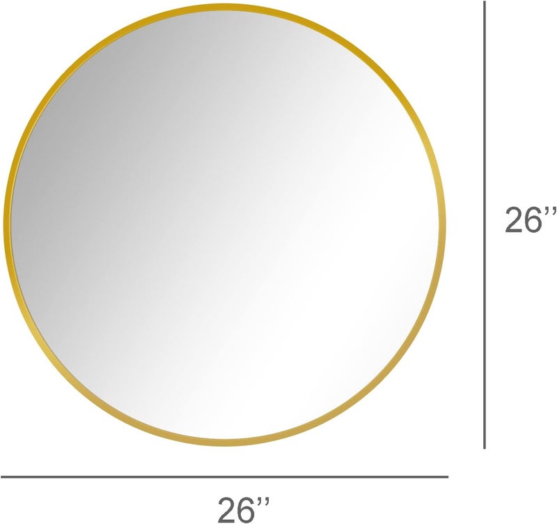Delma Bathroom Mirrors for Wall,Gold Frame Mirror,26'' Round Circle Mirror for Entryway Bedroom Vanity(26'',Gold) - Image 5