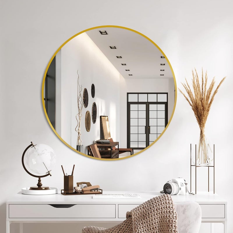 Delma Bathroom Mirrors for Wall,Gold Frame Mirror,26'' Round Circle Mirror for Entryway Bedroom Vanity(26'',Gold) - Image 1