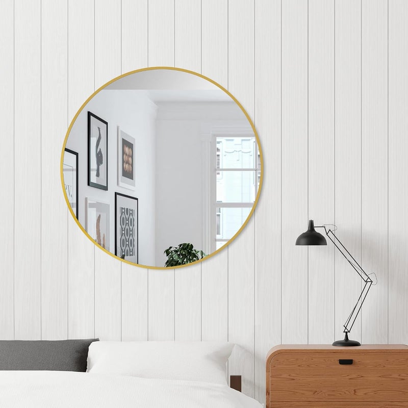 Delma Bathroom Mirrors for Wall,Gold Frame Mirror,26'' Round Circle Mirror for Entryway Bedroom Vanity(26'',Gold) - Image 3