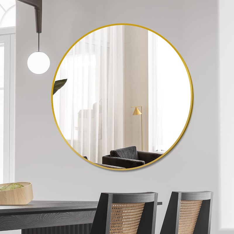 Delma Bathroom Mirrors for Wall,Gold Frame Mirror,26'' Round Circle Mirror for Entryway Bedroom Vanity(26'',Gold) - Image 4