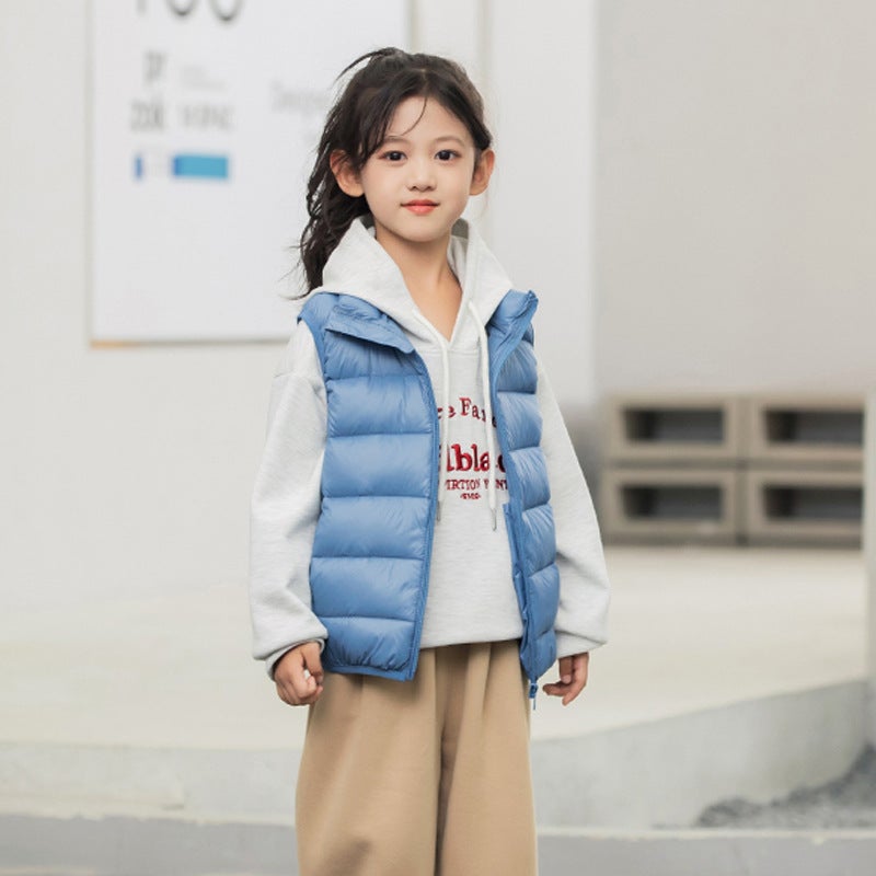 Kids Lightweight Down Vest Unisex Collar Autumn-Winter Haze Blue 