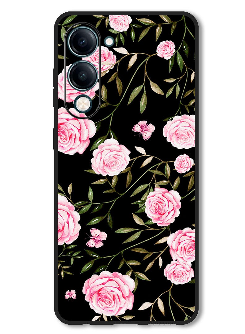 Theodor Case Compatible with Vivo Y29s Protection Shockproof Bumper Cover Rose In Bunches Of Small Leaves - Image 1