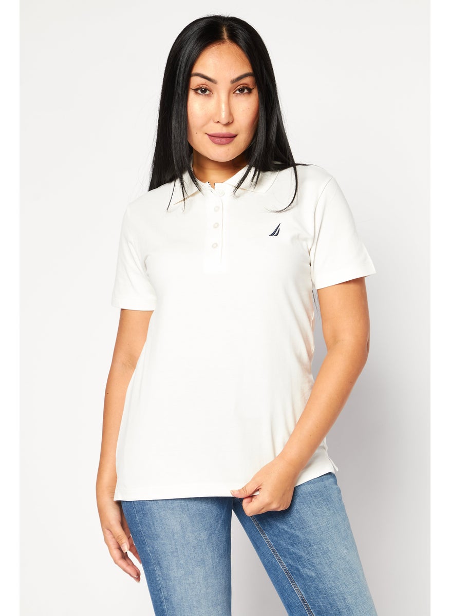 Women Regular Fit Embroidered Logo Short Sleeves Polo Shirt, White - pzsku/ZF6C0BCE240B6CD26774EZ/45/_/1724351162/40ec7288-aafa-41f5-9af4-b221164e2531