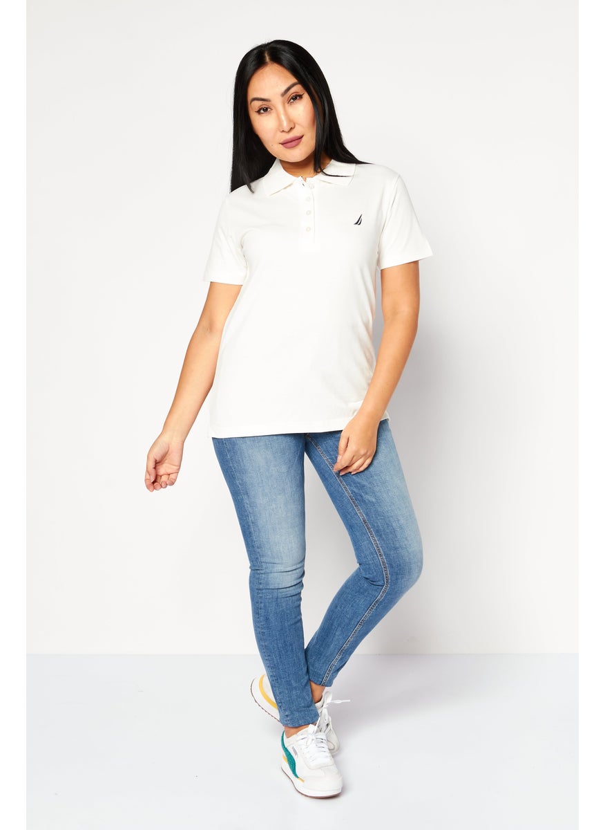 Women Regular Fit Embroidered Logo Short Sleeves Polo Shirt, White - pzsku/ZF6C0BCE240B6CD26774EZ/45/_/1724351175/7e2b9423-4f48-4b67-90d2-55c76b6f02f5