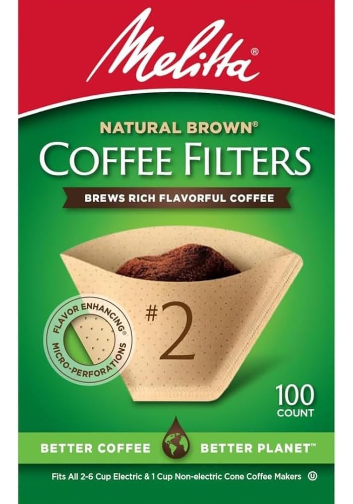 Melitta #2 Unbleached Natural Brown Cone Coffee Filters, 300 Total Count - Image 2